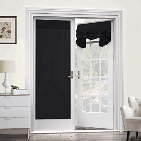 Blackout Curtain for French Doors - Thermal Insulated Blackout Glass Door Curtain Panel Tricia Curtain for Door Window Curtains, Single Panel, 26 x 68 Inches, Black