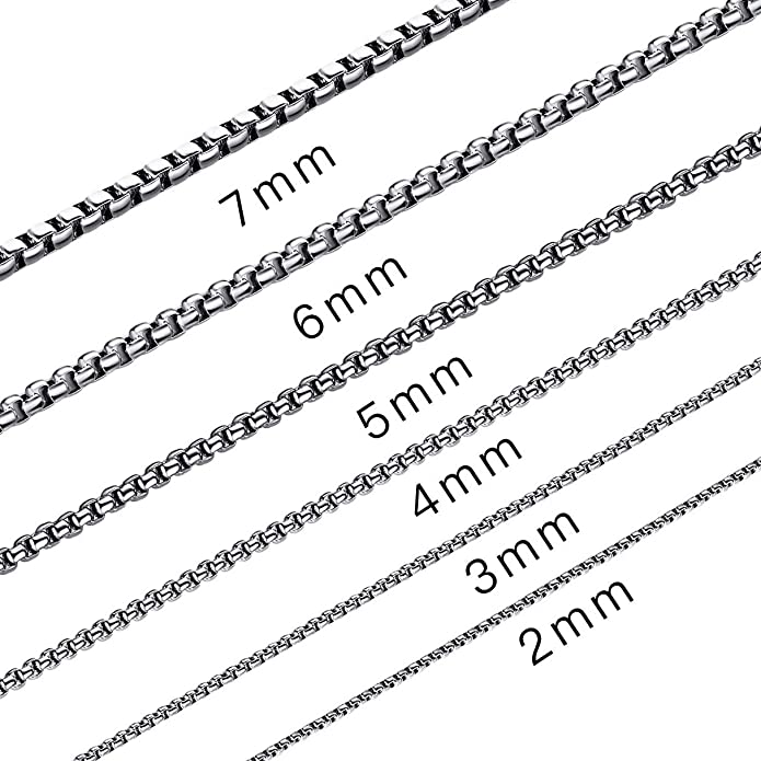 SANNYRA 2mm-7mm 16-38In Stainless Steel Rolo Chain Necklace Crude Chain Necklace for Men Women Jewelry