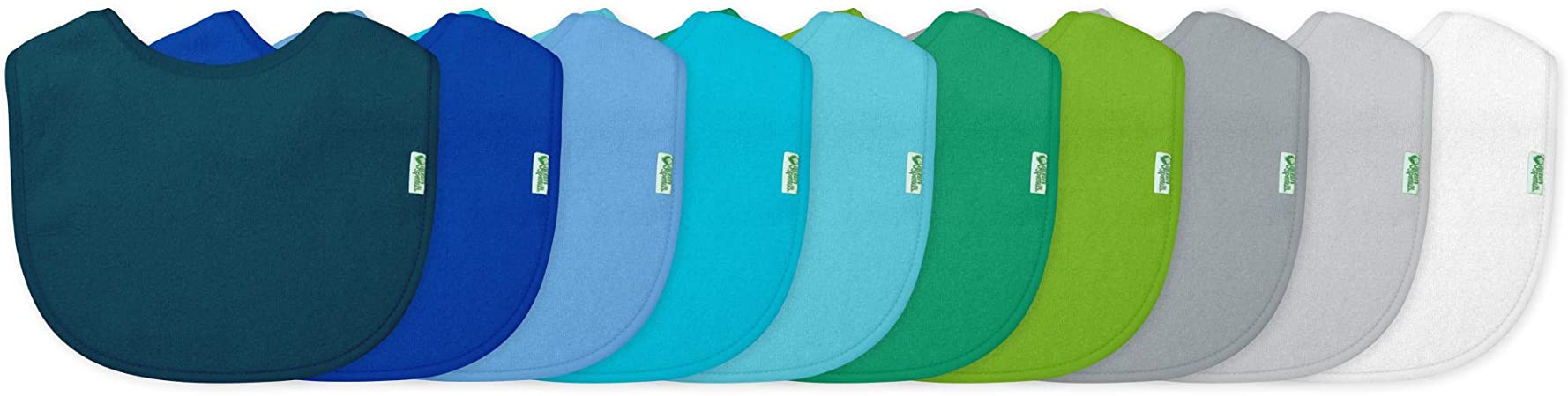 green sprouts Stay-Dry Bibs (10 Pack) | Ultimate Protection from drools & spit ups | Waterproof Protection, Adjustable Hook-&-Loop Closure, Machine Washable