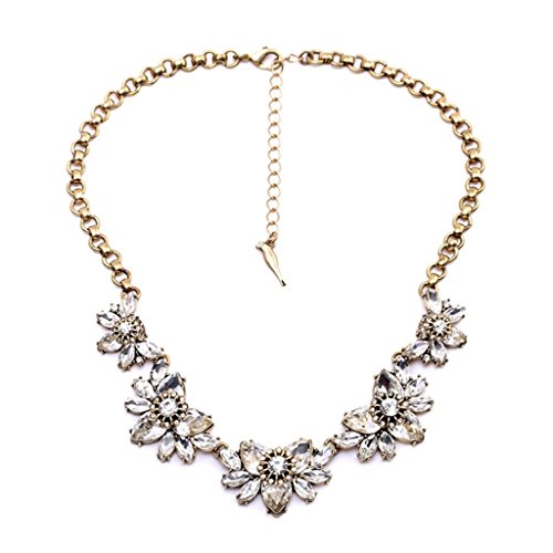 Fit&Wit Rhinestone Crystal statement Exaggerated Flower Fashion Necklace Women