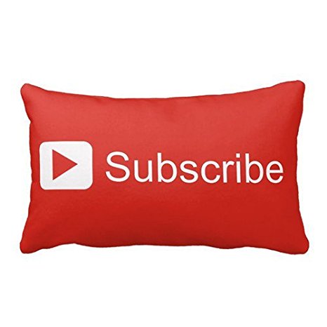Youtube Subscribe Pillow Case Personalized 30x20 Inch Square Cotton Throw Pillow Case Decor Cushion Covers