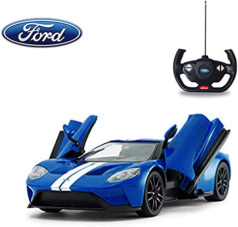 rastar 1/14 Scale Ford GT RC Car Licensed Radio Remote Control RTR Sports Car Model Gift Toys for Kids, Open Doors, Blue