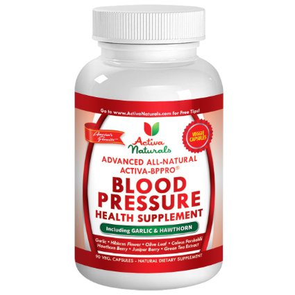 Activa Naturals Blood Pressure Health Supplement with Garlic Hawthorn Hibiscus Juniper and Buchu Herbs - 90 Veg Caps