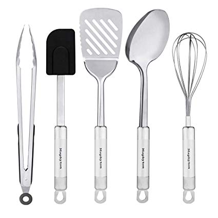 Maphyton Stainless Steel Utensil Set 5 Pieces Basic Kitchen Cooking Utensils Cookware Tools with Spatula
