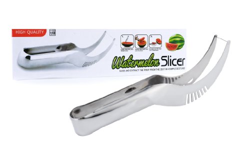Premium Quality Stainless Steel Watermelon Slicer Corer & Server. Easy to Grip Handle, Dishwasher-Safe, Environmentally Safe, and 100% Hypo Allergenic