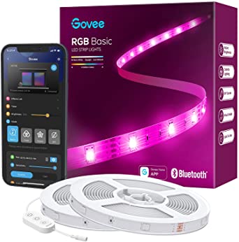 Govee 100ft LED Strip Lights, Bluetooth RGB LED Lights with App Control, Bright 5050 LEDs, 64 Scenes and Music Sync Lights Strip for Bedroom, Living Room, Party, ETL Listed Adapter (2 Rolls of 50ft)