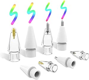 MoKo 8Pack Apple Pencil USB-C Tips,Replacement Tips for Apple Pencil 1st Gen&2nd Generation,Apple Pencil Spare Nibs for ipad Pen,No Wear Out Precise Control Tips Plastic/Metal iPencil Tips,White/Clear