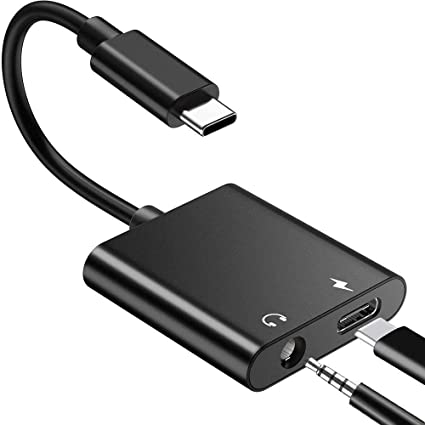 USB Type C to 3.5mm Headphone and Charger Adapter,2-in-1 USB C to Aux Audio Jack Hi-Res DAC and Fast Charging Dongle Cable Cord Compatible with Pixel 4 3 XL, Galaxy S21 S20 S20  Plus Note 20 (Black)