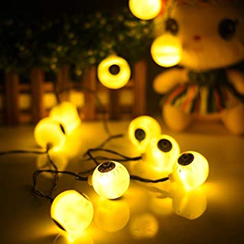 Promisen 1.2M 10LED Ghost Eyes String Lights For Halloween Party Decor Halloween String Lights (yellow)