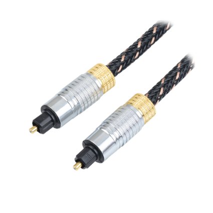 BuyCheapCables® (20 Feet) Premium Slim Braided Jacket Toslink Digital Optical Audio Cable with Gold Plated Metal Connectors (20 Ft)