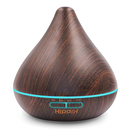 300ml Aromatherapy Scented Oil Diffusers for Bedroom,Essential Oil Air Diffuser with LED Light Humidifiers for Kids,Dark Wood Grain