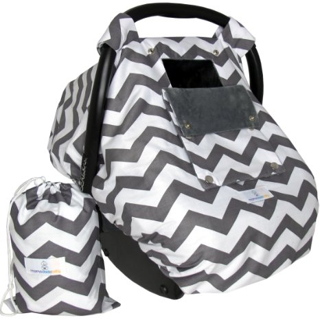 Baby Car Seat Covers for Girls and Boys Infant Canopy WITH Window-Flap System AND Bag