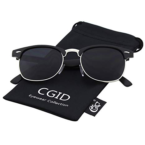 CGID Classic Polarized Semi Rimless Unisex Horn Rimmed Sunglasses Mens Womens