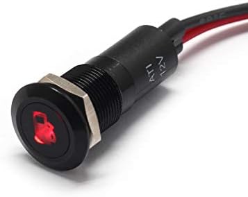 Alpinetech PLB12MS 12mm 1/2" 12V LED Metal Signal Indicator Pilot Dash Light (Low Fuel)