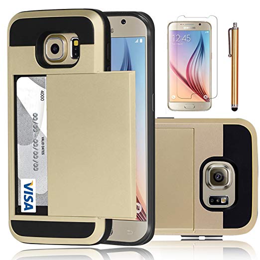 Elegant Choise Compatible with Galaxy S6 Case, Samsung Galaxy S6 Wallet Case, Hybrid High Impact Resistant Protective Shockproof Hard Shell with Card Holder Slot Cover Compatible with Samsung S6