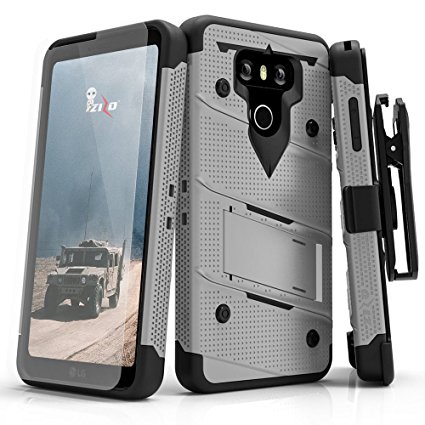 LG G6 Case, Zizo [Bolt Series] with FREE [LG G6 Screen Protector] Kickstand [12 ft. Military Grade Drop Tested] Holster Belt Clip - LG G6