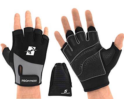 ProFitness Weight Lifting Workout Gloves - W/Non-Slip Silicone Grip Padding to Avoid Calluses - for Cross Training, WODs, Weightlifting, Gym Work Out Training - with Wrist Wrap Support for Men & Women