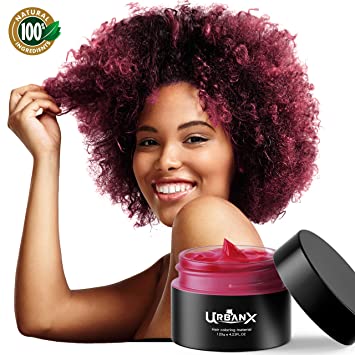 UrbanX Washable Hair Coloring Wax Material Unisex Color Dye Styling Cream Natural Hairstyle Pomade Temporary Party Cosplay Natural Ingredients (Red)