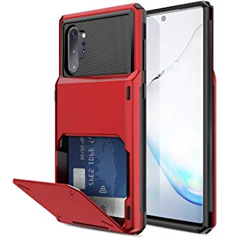 Galaxy Note 10 Plus 5G Case, Elegant Choise Wallet (4 Card) Credit Card Slot Holder Hybrid Dual Layer Shockproof Full Body Protective Bumper Cover for Samsung Galaxy Note 10  5G / Pro (Red)