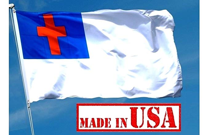 US Flag Factory - 3'x5' Christian Flag (Sewn Cross) - 100% American Made - Outdoor SolarMax Nylon - Premium Quality