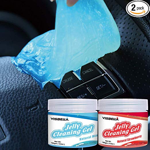 Visbella Jelly Cleaning Putty Magic Gel Slime Remove Dust, Dirt, Hair, Crumbs for Car Interior Home Office Electronics PC Laptop Keyboard Air Vent Instrument, Blue Mint Red Strawberry