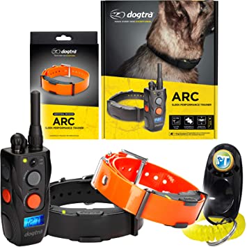 Dogtra ARC Remote Training Collar - 3/4 Mile Range, Waterproof, Rechargeable, Static, Vibration - Includes PetsTEK Dog Training Clicker