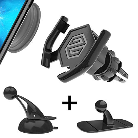 SPINOO Pop Clip Car Mount for Pop Grip Users – Includes Custom Phone Grip Socket & 3 Adjustable & Sturdy Pop Grip Car Mounts Such as 1 Windshield Mount, 1 Air-Vent Mount, 1 Dashboard Mount