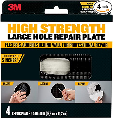 3M High Strength Large Hole Repair Plate, 4-pack