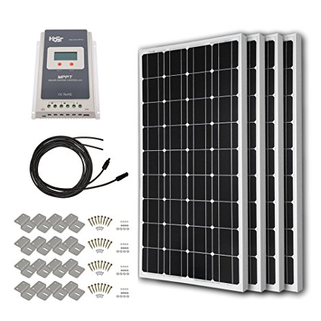 HQST 400 Watt 12 Volt Monocrystalline Solar Panel Kit with 40A MPPT Charge Controller