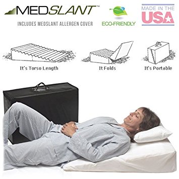 Wedge Pillow for Acid Reflux (32"x24"x7") with Allergen Cover - Folding Pillow includes a Fitted Allergen Barrier Cover, Zippered Poly-Cotton Folding Cover and Quality Carry Case. Recommended by Dr. Mike Roizen as a Reflux and Snoring Solution