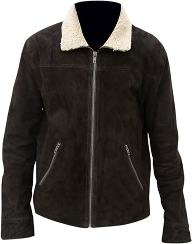 e Genius The Walking Dead Rick Grimes Season 5 Fur Collar Suede Leather Jacket