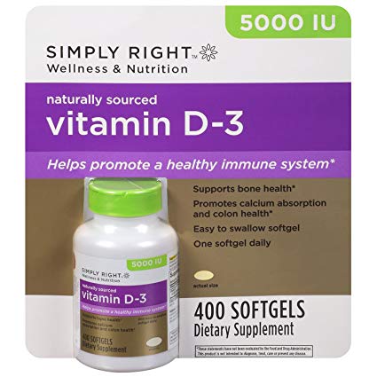Member's Mark Naturally Sourced Vitamin D-3 5000 IU Dietary Supplement (400 softgels)