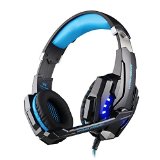 ECOOPRO Over Ear Stereo Gaming Headset Headphones with Line-in Microphone LED Lights for PlayStation 4 PS4 PC Mac iPhone Mobile Phones Blue