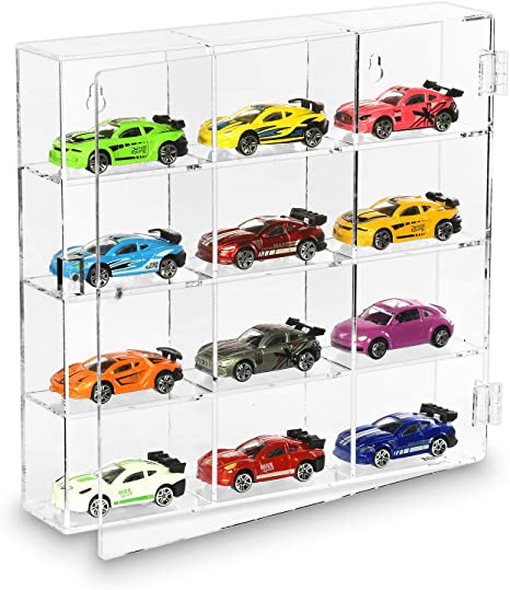 Ikee Design Acrylic Display Rack Case Organizer Storage Display Case for Mini Figures, Small Toys and More, 12 Compartments
