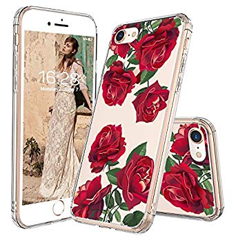 iPhone 8 Case, iPhone 7 Case, MOSNOVO Red Roses Blossom Flower Floral Clear Design Printed Plastic Case with TPU Bumper Protective Case Cover for Apple iPhone 7 (2016) / iPhone 8 (2017) (4.7 inch)