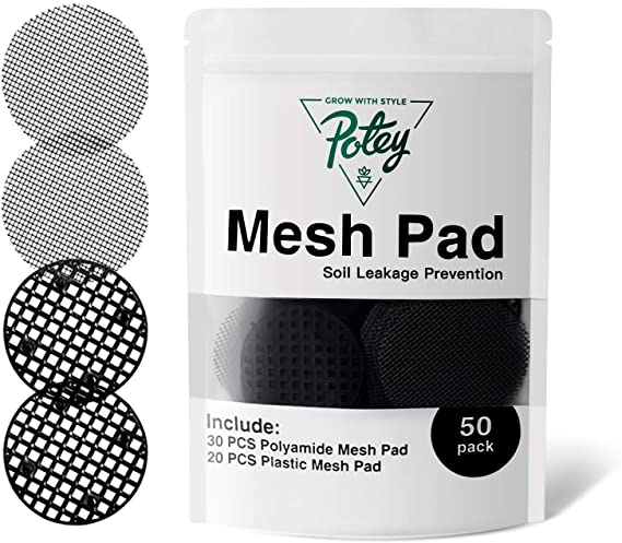 Mesh Pad for Planter Folowerpots Hole - POTEY 920101 50 Pack 2.5 Inch Round Garden's Drainage Mesh Hole Screens Prevent Soil Loss Anti(30PCS Polyamide Material   20PCS Plastic)