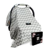 Best Baby Car Seat Covers for Boys and Girls with Innovative Wind-Proof Design INCLUDES BONUS COUPONS Fits all Newborn Car Seats Including Graco Model Makes for a Perfect and Thoughtful Baby Shower Gift Attractive Canopy Seat Cover that are Secure Breathable and Safe for Babies Adorable Grey Chevron Pattern Print Includes an Amazing Total Satisfaction Guarantee