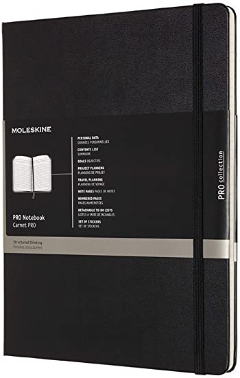 Moleskine PRO Notebook, Hard Cover, XL (7.5" x 9.5") Professional Project Planning, Black, 192 Pages