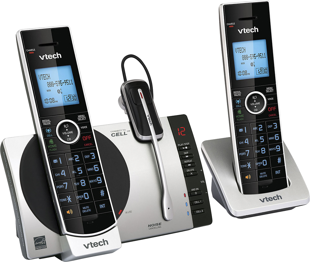 VTech - DS6771-3 DECT 6.0 Expandable Cordless Phone System with Digital Answering System - Black; Silver