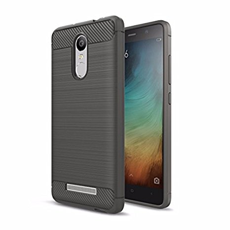 Norby Solid Slim Rugged Shockproof Armor With Carbon Fiber Back Cover Case for Xiaomi Redmi Note 3 (Grey)