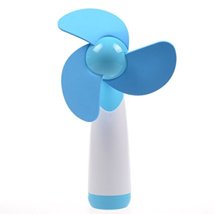 TFSeven Mini Portable Handheld Fan Super Mute AA Battery Operated Air Fan Cooling Fan Electric Personal Fans for Home and Travel (Blue)