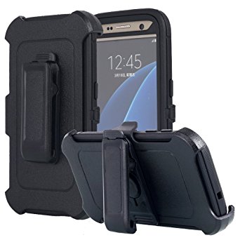 Galaxy S7 Case, AICase Heavy Duty Holster Case Belt Clip   Armor Protective Kickstand Cover with Built-in Screen Protector for Samsung Galaxy S7 (2016) (Black)