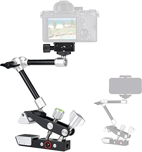 Heavy Duty DSLR Mirrorless Camera Camcorder Super Clamp Mount w/ Magic Arm  Quick Release Plate Desk Table Handrail Bar Holder Video Rig Kit for Studio Youtuber Travel Outdoor Time Lapse Vlogging
