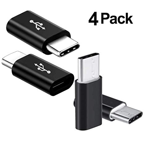 USB Type C Adapter, 4 Pack by AUSAYE,USB C to Micro USB Adapter Connector USB C Adapter Fast Charging for Samsung Galaxy S9 S8 Plus Note 8 Note 9,MacBook, LG V30 G5 G6, Moto Z2 Play Nexus More Black