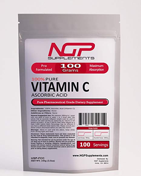 Vitamin C Powder -100% Pure -Ascorbic Acid -Anti-Aging -Antioxidant (100g)
