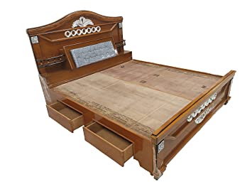 Videms Furniture Bedroom Bed Storage Bed Wooden Bed Teak Wood Natural Colour