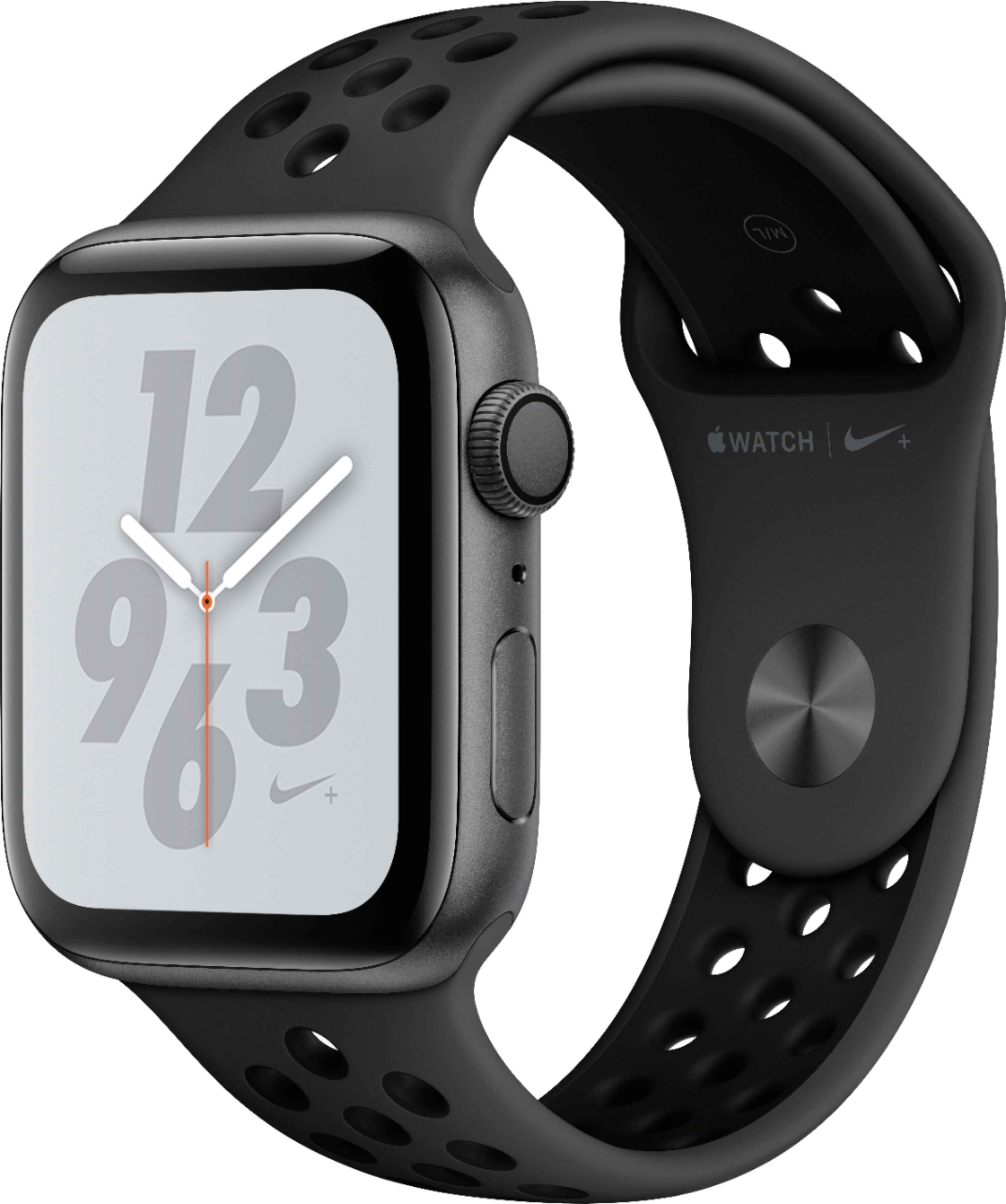 Apple - Apple Watch Nike+ Series 4 (GPS) 44mm Space Gray Aluminum Case with Anthracite/Black Nike Sport Band - Space Gray Aluminum