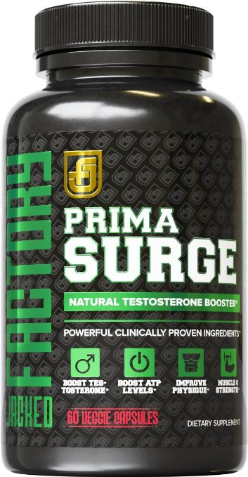 PRIMASURGE Natural Testosterone Booster for Men - Boost Lean Muscle Growth Strength Libido Energy and Fat Loss - Premium Cutting-Edge Ingredients - 60 Veggie Caps - 100 Money-Back Guarantee