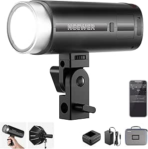 NEEWER Q200 200Ws 2.4G Outdoor Flash Strobe Light, 3200mAh Li ion Battery Powered Studio Strobe Flash Photography Cordless Monolight with 750 Full Power Flash 0.01~1.5s Recycle, Battery Adapter & Dock