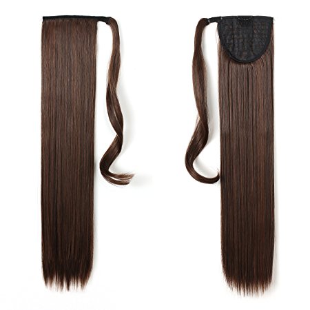 OneDor 24" Straight Wrap Around Ponytail Extension for Woman Synthetic Hair 120g-130g (2/30)